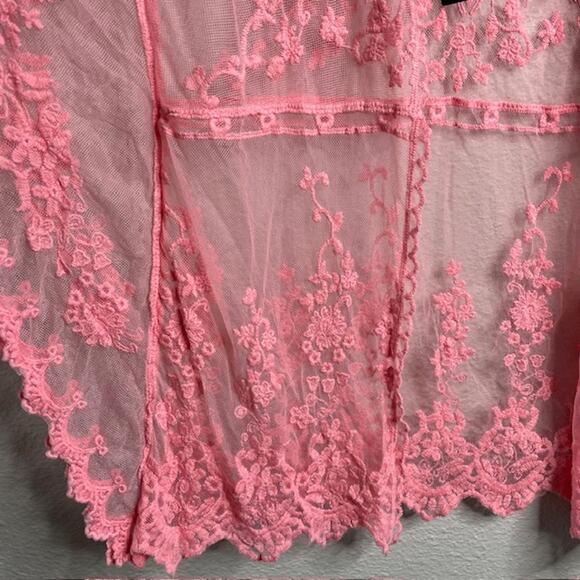 Liv Los Angeles New Peach Lace Swimsuit Cover Size Medium - Picture 10 of 15